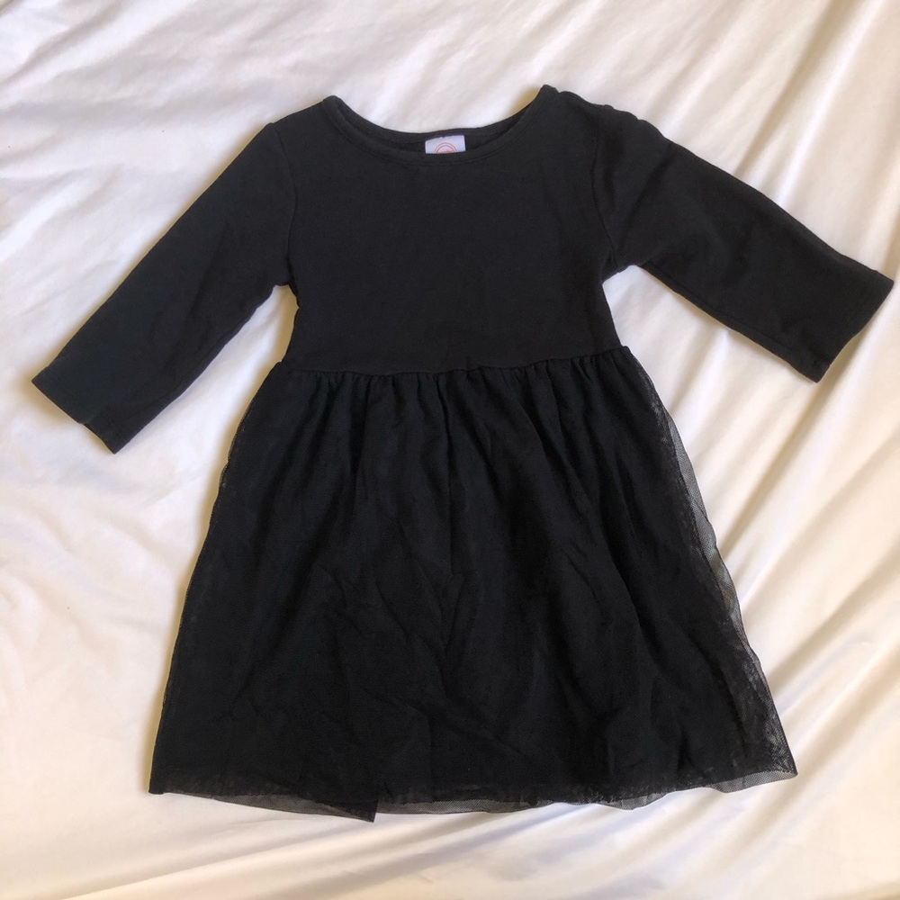 wonder nation Black Long Sleeve Tulle Dress for Girls